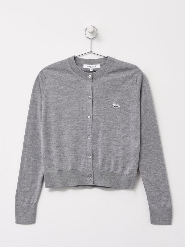 BABY FOX PATCH REGULAR CARDIGAN_MEDIUM GREY MELANG